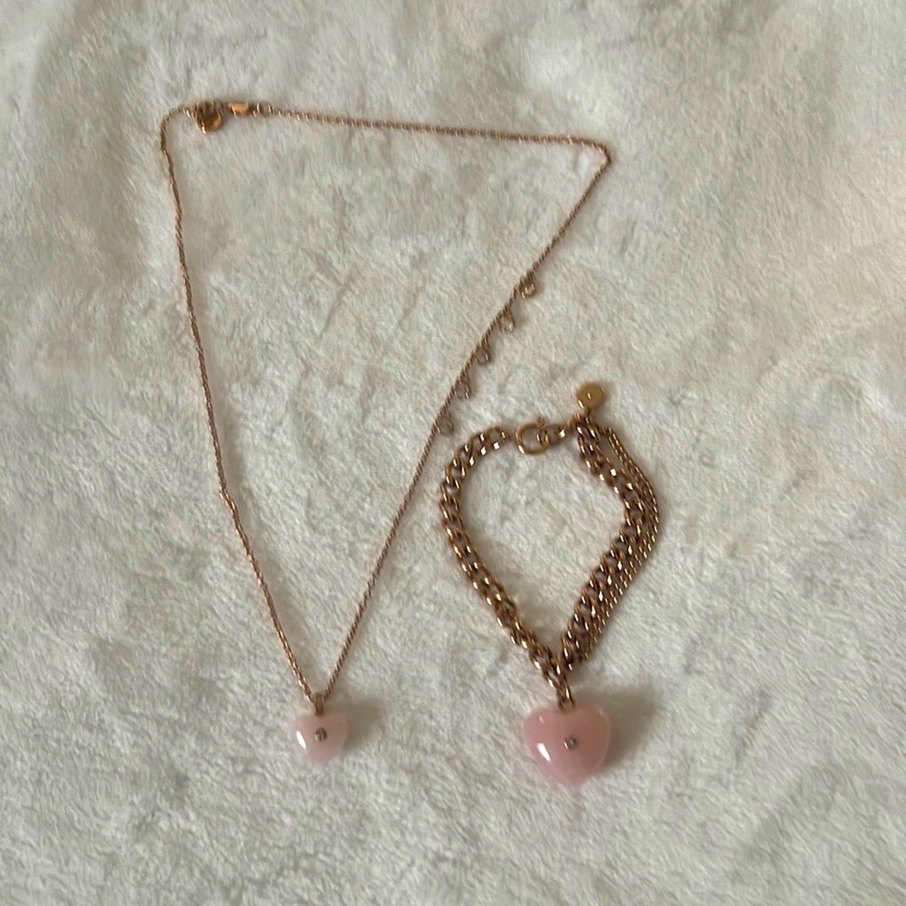 Michael Kors rose gold necklace and bracelet set, comes with box